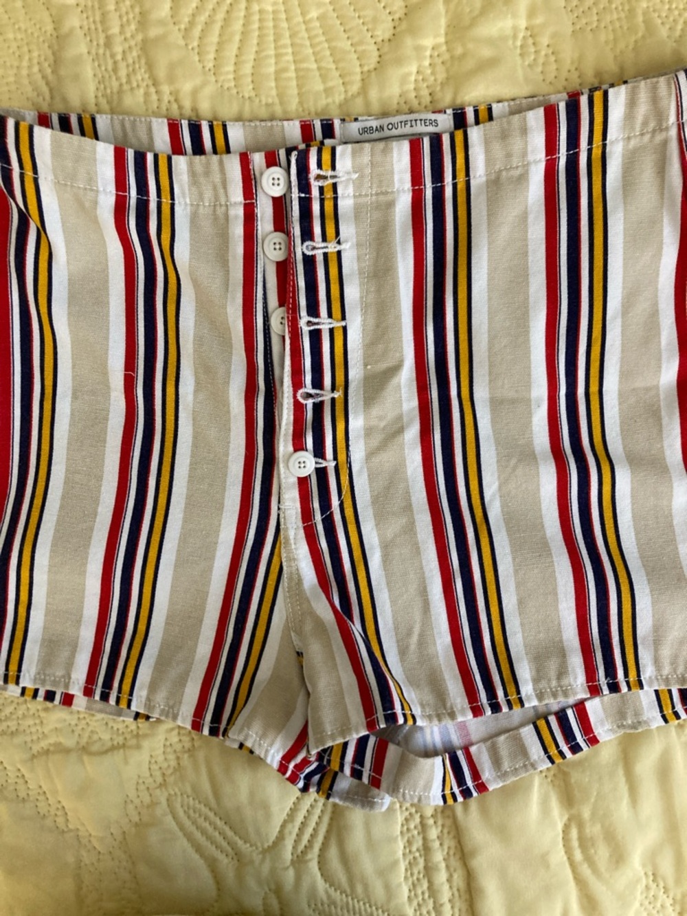Urban outfitters Striped Button-Front Women's Shorts - Neutral/Multi size 6